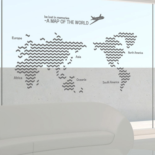 나무자전거 그래픽스티커[GG] ph140-지그재그패턴세계지도(대형)/세계지도, 나무자전거