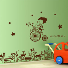 나무자전거  그래픽스티커 [GG] ik140-마법의 자전거, 나무자전거